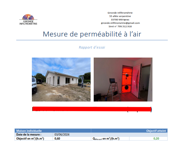 Rapport de perméabilité à l'air à Pau