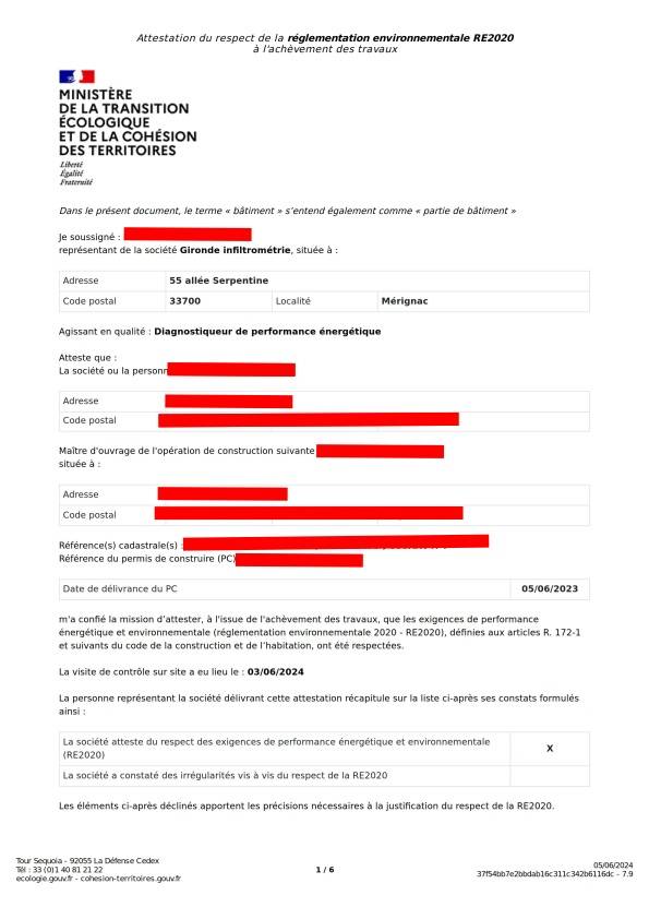 L'attestation à remettre à la mairie de Pau